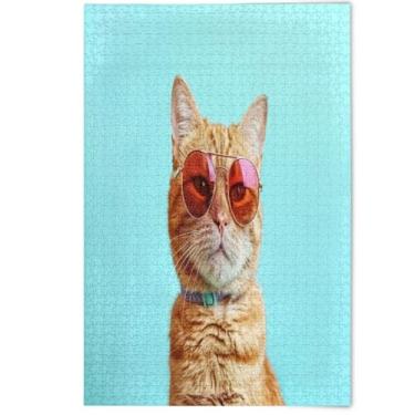 Imagem de Orange Cat Funny Sky Blue Adults Jigsaw 1000 Piece Puzzles, Family White Elephants Gifts Cool Prime Puzzles Artwork Animal Print, 1000 Pieces, 29.5" x 19.7"