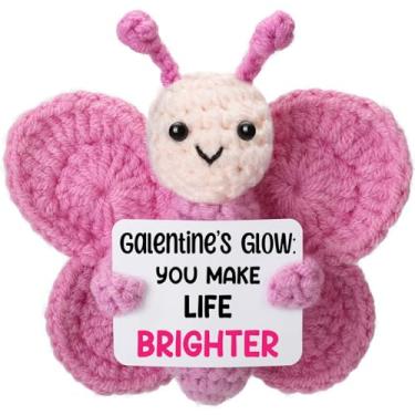 Imagem de Galentine's Day Gifts for Friends - Handmade Crochet Butterfly with Inspirational Card - Unique Gift for Women, Best Friend, Sister, Squad | Friendship Gift for Galentines, Birthday,