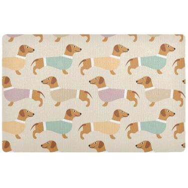 Imagem de TSENQUE Tapete de porta frontal personalizado para cães dachshunds caqui tapete de boas-vindas grande divertido tapete de banho absorvente de água antiderrapante 81 x 50 cm