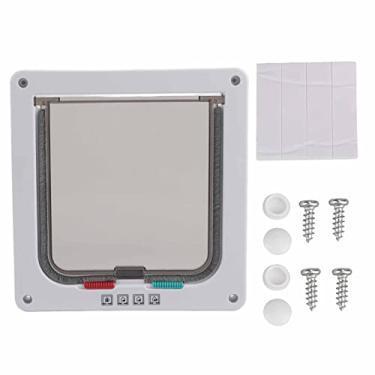 Imagem de HEEPDD Aba para Gato Com Fechadura de 4 Vias, Porta para Animais de Estimação para Cães e Gatos Pequenos Com Aba Dupla à Prova de Intempéries e Painel de Fechamento Deslizante, Fácil