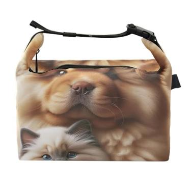 Imagem de TSENQUE Lancheira personalizada Chow Chow para cachorro gatinho fofo gato para mulheres linda lancheira de flores para trabalho bolsa térmica térmica para trabalho