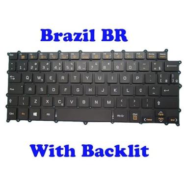 Imagem de Teclado Notebook Para LG 14T90N 14T90N-R.APS7U1 AAS8U1 AAS9U1 14T90N-V.AA78B 14T90N-VR30K VR50K VR56K VA70K 14T90N-VR51J1 14T90N-VAP50M Com Retroiluminação Brasil BR Preto Sem Moldura