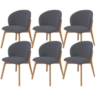 Imagem de Kit 06 Cadeiras de Jantar e Estar Living Estofada Mia L02 Suede Cinza - Lyam Decor