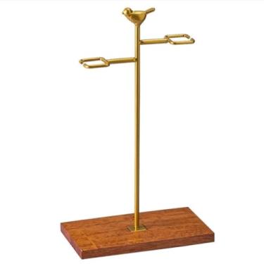 Imagem de LNQKJXIIA Boutiques US Suporte de vidro de vinho de madeira maciça, suporte de exibição suspenso de cabeça para baixo para armários, escorredor de pratos de sala de estar (ouro)