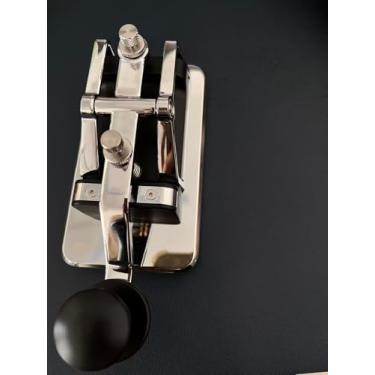 Imagem de Mini chave CW automática Morse Send Telegram Double Paddle Morse Code Key Corpo de liga de alumínio (prata)