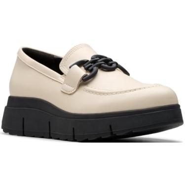 Imagem de Clarks Mocassim feminino Loriini Izzy com salto plataforma, Couro creme, 42