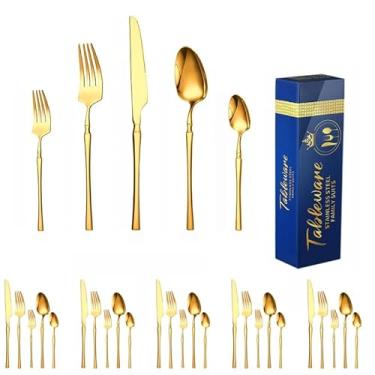 Imagem de Conjunto de Talheres em Aço Inoxidável, 30 Peças, Colheres, Facas e Garfos, Próprio para Lava-Louças