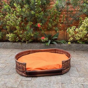 Imagem de Caminha Pet de Vime para Cães e Gatos - Tamanho Grande com Almofada Im