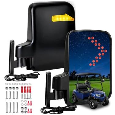 Imagem de Espelhos laterais universais para carrinho de golfe retrovisor com luz de seta de LED para carrinhos de golfe EZGO e Yamaha
