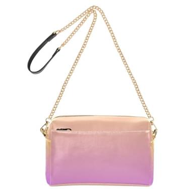 Imagem de Joitme Bolsa tiracolo feminina roxa amarela gradiente ombré bolsa de telefone linda bolsa de ombro de couro PU alça de corrente