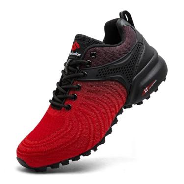 Imagem de Unitysow Tênis De Corrida Trilha Masculino, Leve, Respirável, Para Caminhada, Atividades Ao Ar Livre, Esportivo, Treinamento Cruzado, Preto E Vermelho, 7 Eua