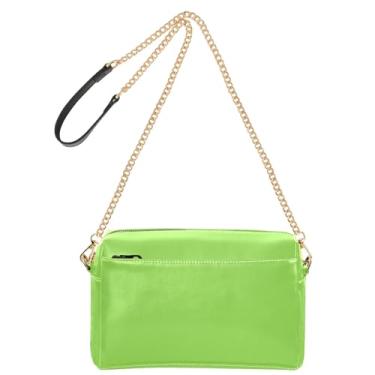 Imagem de Grass Green Bolsa feminina transversal para celular bolsa de ombro de couro PU alça de corrente