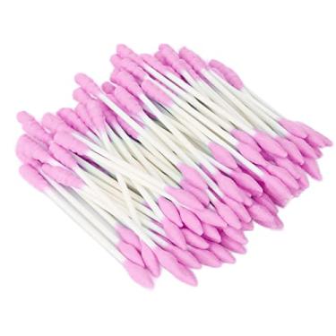 Imagem de Yinhing Cotonetes de Ponta Dupla Descartáveis, 100 Peças, Coloridos, Pontas Duplas de Precisão, Cotonetes de Maquiagem para Mulheres, Maquiagem, Beleza, Escavação, Polpa de Madeira + (Rosa)