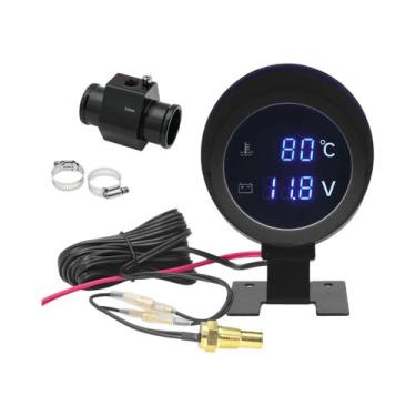 Imagem de Medidor Digital De Temperatura Da Água LED 12V 24V Voltmeter Redondo C