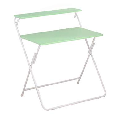 Imagem de Mesa de computador, mesa dobrável, moderna e simples, mesa de estudo, armazenamento duplo, para casa, espaço pequeno, sem necessidade de montagem, 80 x 50 cm. (G)