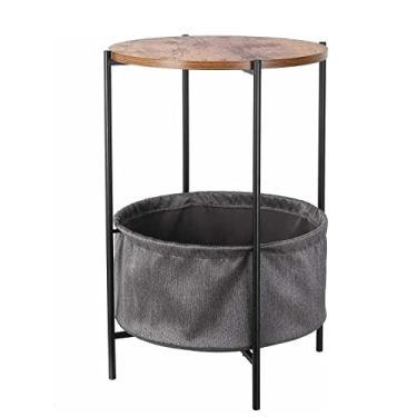 Imagem de Mesa lateral para sofá, mesa de lanche, mesa de chá, café, laptop, mesa de cabeceira redonda (cor: A) (A)