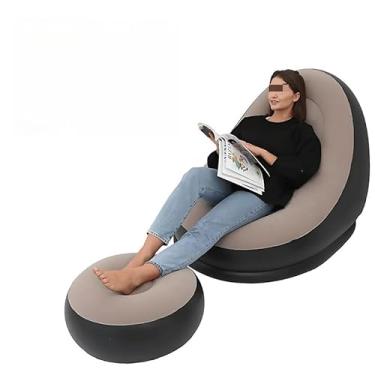 Imagem de Sofá Poltrona Inflável Portátil Ultra Confortável para Descanso, Ideal para Casa, Camping e Viagem - Resistente e Fácil de Armazenar (Estilo/A Cinza)