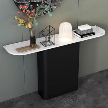 Imagem de Mesa de console, mesa de console dourada, mesa de sofá moderna com base de metal, moldura de ferro estável, mesa de entrada retangular para sala de estar, corredor, hall de entrada, escritório (cor