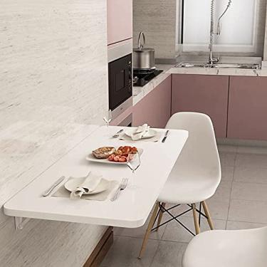 Imagem de Mesa de parede branca dobrável para computador 60 cm 70 cm 80 cm 90 cm 100 cm 120 cm | Mesa de parede para pequenos espaços, trabalho de escritório em casa | Mesa dobrável de cozinha para bar de café
