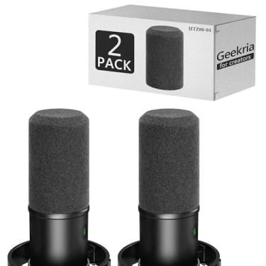 Imagem de Geekria Para Creators Para-brisas de espuma compatível com Fifine AmpliGame K688 capa de espuma antipop para microfone, capa de vento, filtro de esponja, para-brisas de microfone flocado (cinza/pacote