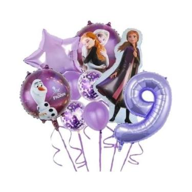 Imagem de Balões De Alumínio Da Princesa Elsa Do Frozen Para Meninas, 9 Peças, P