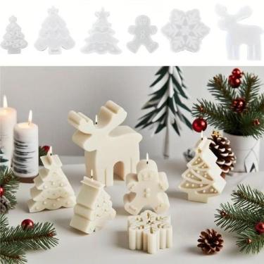 Imagem de Conjunto De 6 Moldes De Silicone Para Velas Com Tema De Natal, Reutili