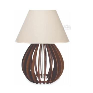 Imagem de Abajur Luminária Bola Mdf Marrom - MEGAPLAST, Bege, Bivolt