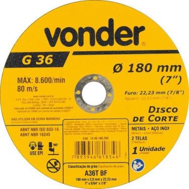 Imagem de Disco de Corte 180,0x2,0x22,23 - Vonder