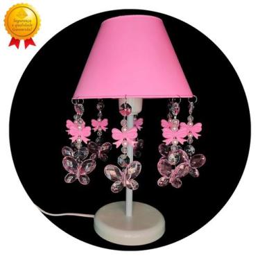 Imagem de Luminária Infantil Borboletas Abajur para Mesa de Cabeceira Decoração 