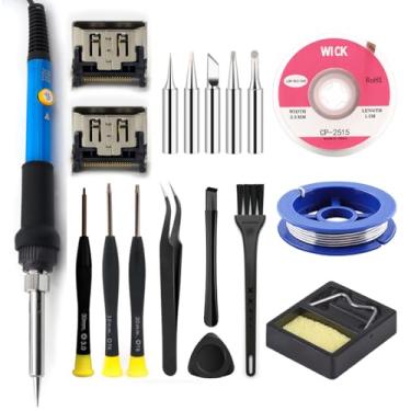 Imagem de MYPUQIAO Kit de reparo de porta HDMI PS5 com estação de ferro de solda de 60 W, chaves de fenda, pinças e conjunto completo de ferramentas para console Sony Playstation 5 de substituição de porta HDMI