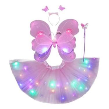 Imagem de Saia de tule Rosa infantil com led 30 cm Fantasia Completa - 70Produto