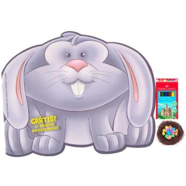 Imagem de Kit Livro Coelhinho da Páscoa Para Ler e Colorir Com Adesivos + Brinca
