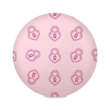 Imagem de Wassud Jogo americano Cadeado em forma de coração tapetes de mesa redondos para cozinha e jantar tapetes laváveis resistentes ao calor decoração de mesa 39 cm