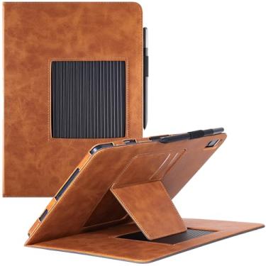 Imagem de BOZHUORUI Capa para XPPen Magic Drawing Pad de 31 cm | Suporte ajustável em vários ângulos | com hibernar/despertar automático | Capa de poliuretano premium com alça para suporte de caneta (marrom)