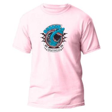 Imagem de Camiseta Basica Algodão Premium Estampa Digital Shark Sports, Rosa, P