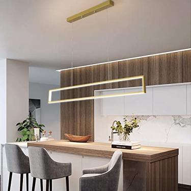 Imagem de Luminária de mesa para sala de jantar, luminária pendente LED com intensidade ajustável e controle remoto, ideal para escritório, sala de estar, quarto e cozinha (dourada, 120 cm de comprime