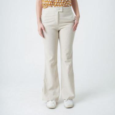 Imagem de Calça susie flare fenda feminina - Susie Modas, Bege, P, 10 unidades