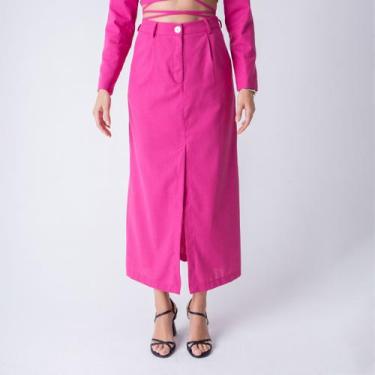 Imagem de Saia susie longa fenda feminina - Susie Modas, Pink, G, 10 unidades