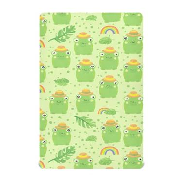 Imagem de SEHANY Lençol de berço de sapo fofo para meninos e meninas, macio, respirável, elástico, lençol com elástico padrão para bebês de 27 x 99 cm