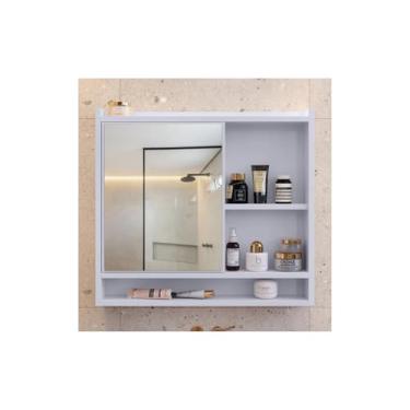 Imagem de Espelheira Armarinho Banheiro Armário Suspenso Prateleira - Branco