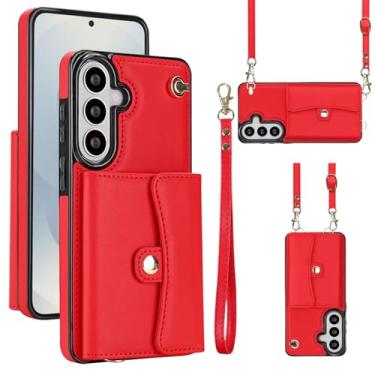 Imagem de Capa carteira para Samsung Galaxy S26 com compartimentos para cartões e proteção RFID, capa fólio de couro fina com alça de pulso, suporte e proteção contra quedas de corpo inteiro para mulheres e