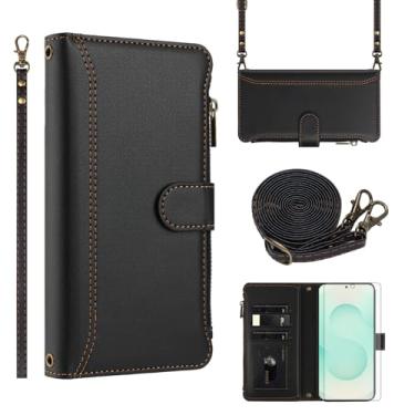 Imagem de Asuwish Capa de celular para Samsung Galaxy S24 Plus/S25 Plus S24+ S25+ 5G capa carteira com protetor de tela transversal flip zíper suporte para cartão celular S24Plus 24S + S 24 24+ S25Plus 25S 25+