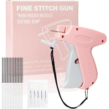 Imagem de Pistola de costura para roupas, fixador de roupas rápido, kit de costura inclui 1.000 fixadores pretos e 1.000 fixadores brancos e 6 agulhas, pistola de etiquetagem (vermelho argila)