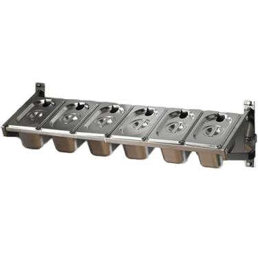 Imagem de Suporte de parede para temperos de aço inoxidável com kit de capa - 8 panelas, compartimentos retráteis, organizador de temperos de bancada, 10 cm de profundidade (92 x 22 x 18 cm)