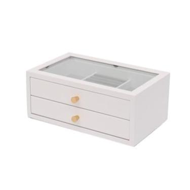 Imagem de Caixa de joias de madeira maciça de 3 camadas com gavetas removíveis - Organizador multicamadas para brincos, pingentes e pedras preciosas - Solução de armazenamento marrom com compartimentos