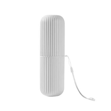 Imagem de Estojo Porta Escova e Pasta Dental para Viagem – Necessaire Plástica Multiuso com Alça para Escola e Bolsa(5 UNIDADES,Cinza Claro)