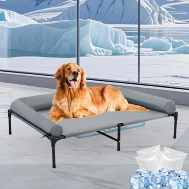 Imagem de Cama elevada para cães de 122 cm com travesseiro, cama elevada para cães com seis pés de apoio, camas respiráveis para cães de tamanho médio e grande, camas de rede para animais de estimação ao ar