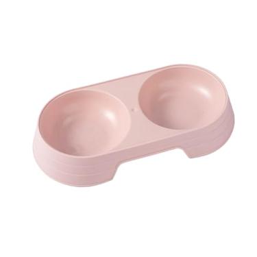 Imagem de 1 tigela de alimentação dupla para gatos tigelas duplas para ração rosa para animais de estimação tigelas de alimentação de animais de estimação tigela de pratos para comida de cachorro água