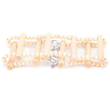 Imagem de SIWOTED Escadas de pássaros redondas brinquedos de escalada de madeira em forma de círculo brinquedos de balanço para papagaios/hamsters