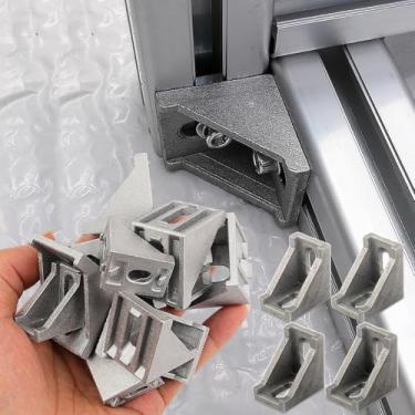 Imagem de 4 peças de suporte de canto de perfil de alumínio, fecho de suporte de junta de ângulo reto em forma de L, conector de suportes em L para padrão da série 2020 (código de canto 2028, 2,8 x 2,8 x 2 cm)